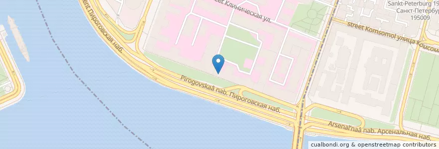 Mapa de ubicacion de Клиника нейрохирургии en Russland, Föderationskreis Nordwest, Oblast Leningrad, Sankt Petersburg.