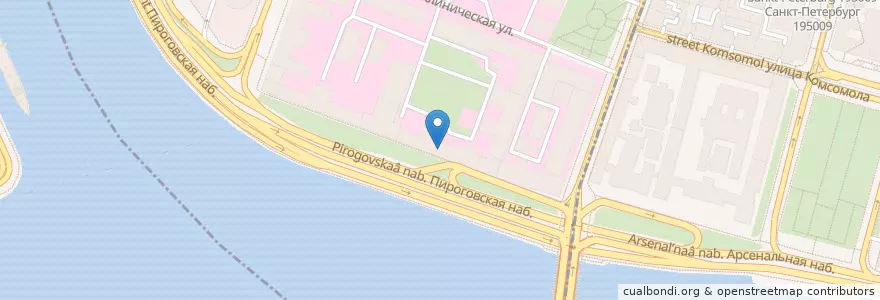 Mapa de ubicacion de Клиника факультетской хирургии en Russia, Northwestern Federal District, Leningrad Oblast, Saint Petersburg, Округ Сампсониевское.