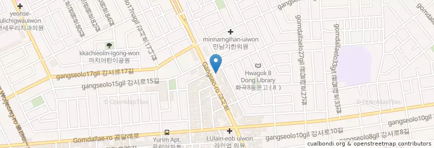 Mapa de ubicacion de 우리은행 까치산역지점 en Coreia Do Sul, Seul, 강서구, 화곡8동.