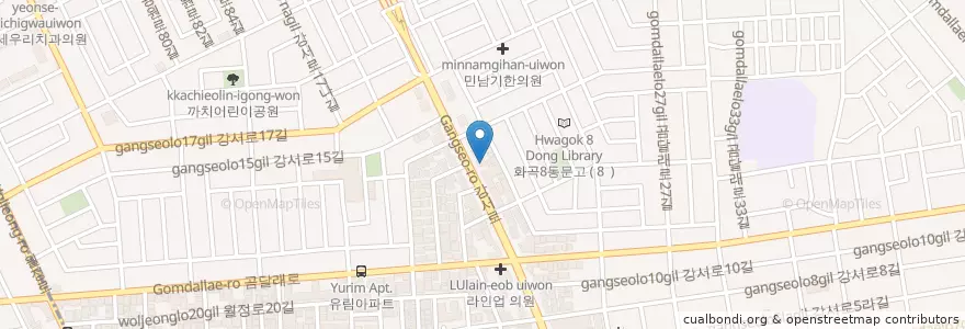 Mapa de ubicacion de KB국민은행 까치산역출장소 en Südkorea, Seoul, 강서구, 화곡8동.