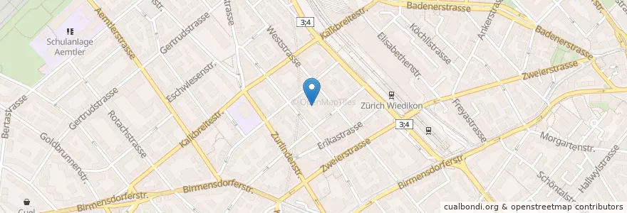Mapa de ubicacion de Wirtschaft im Franz en İsviçre, Zürih, Bezirk Zürich, Zürich.