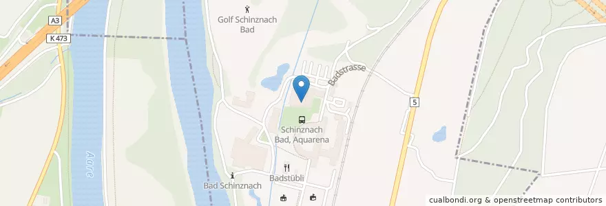 Mapa de ubicacion de Aquarena Restaurant en Швейцария, Аргау, Bezirk Brugg, Brugg.