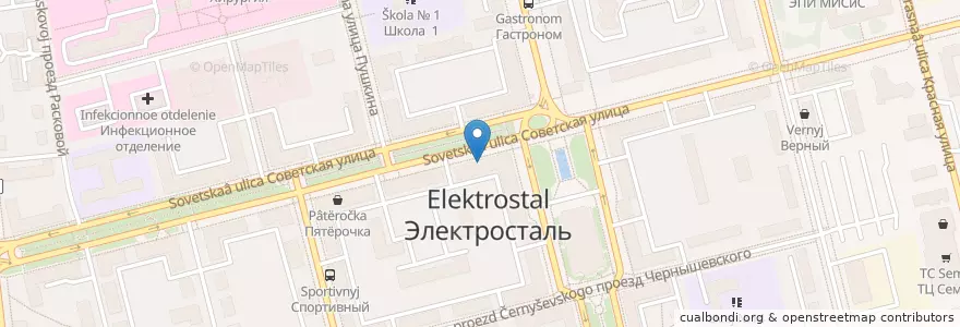 Mapa de ubicacion de Промсвязьбанк en 俄罗斯/俄羅斯, Центральный Федеральный Округ, 莫斯科州, Городской Округ Электросталь.