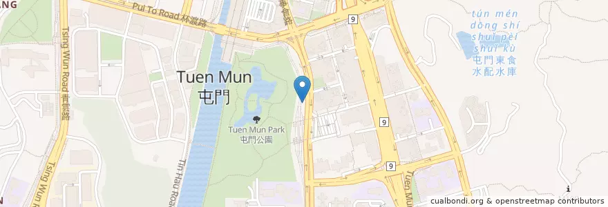 Mapa de ubicacion de 屯門市中心 Tuen Mun Town Centre en 중국, 홍콩, 광둥성, 신제, 屯門區 Tuen Mun District.