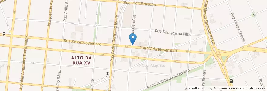 Mapa de ubicacion de Correios - AGF XV de Novembro en 브라질, 남부지방, 파라나, Região Geográfica Intermediária De Curitiba, Região Metropolitana De Curitiba, Microrregião De Curitiba, 쿠리치바.