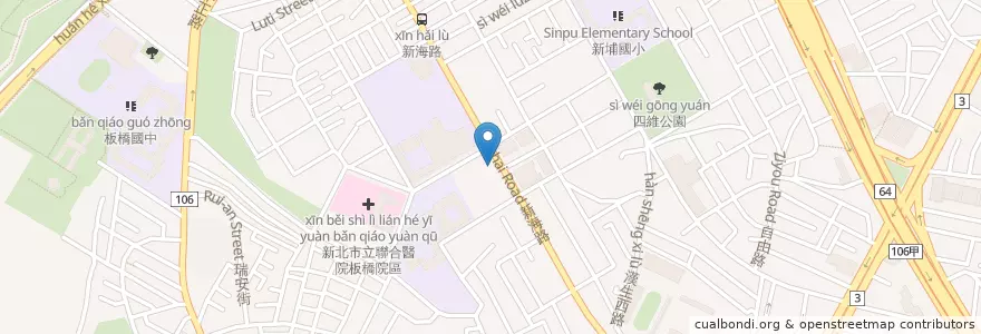 Mapa de ubicacion de 新北市政府消防局第一大隊海山分隊 en Taiwán, Nuevo Taipéi, 板橋區.