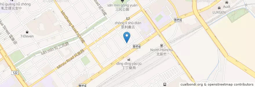 Mapa de ubicacion de 民主郵局 en Taiwán, Provincia De Taiwán, Hsinchu, 東區.