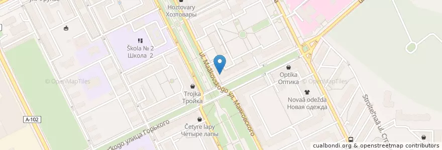 Mapa de ubicacion de Московский Кредитный Банк en Russland, Föderationskreis Zentralrussland, Oblast Moskau, Rajon Ramenskoje, Stadtkreis Schukowski.