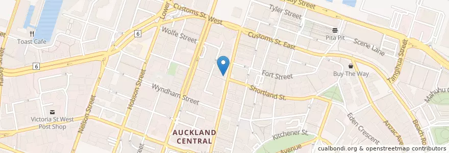 Mapa de ubicacion de Burger King en 新西兰, Auckland, Waitematā.
