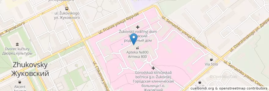 Mapa de ubicacion de Qiwi en Rusland, Centraal Federaal District, Oblast Moskou, Раменский Городской Округ, Городской Округ Жуковский.