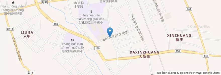 Mapa de ubicacion de 123早餐店 en Taiwan, 臺灣省, Condado De Changhua, 田中鎮.