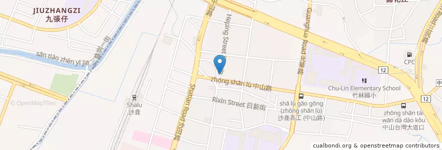 Mapa de ubicacion de Shalu Bus Station en Taiwan, Taichung, Shalu District.