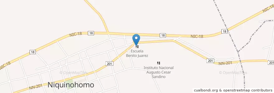 Mapa de ubicacion de Escuela Benito Juarez en Nicaragua, Masaya, Niquinohomo (Municipio).