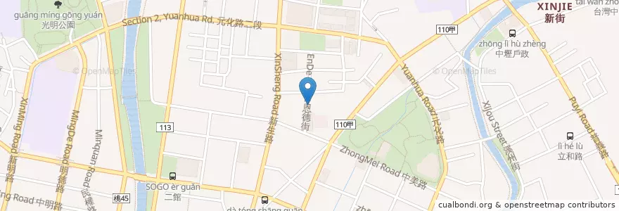 Mapa de ubicacion de 稻葉山城麻辣鍋 en تایوان, 桃園市, 中壢區.