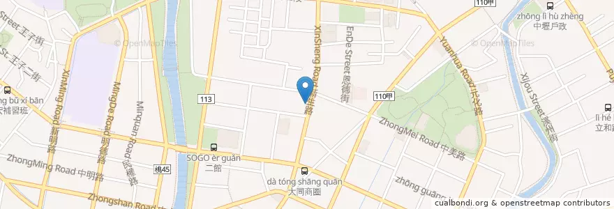 Mapa de ubicacion de 潮肉炭火燒肉 en Taiwán, Taoyuan, 中壢區.