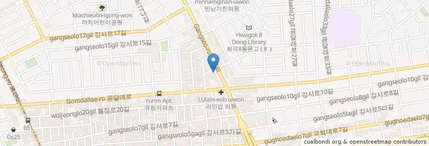 Mapa de ubicacion de 포마토김밥 까치산점 en Республика Корея, Сеул, 강서구, 화곡1동.