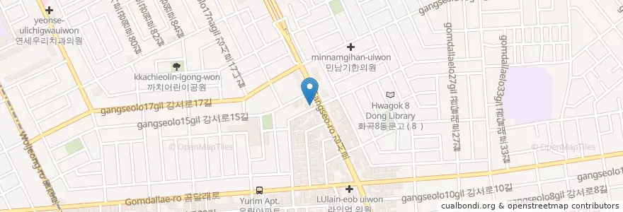 Mapa de ubicacion de 나무그늘아래 en كوريا الجنوبية, سول, 강서구, 화곡1동.