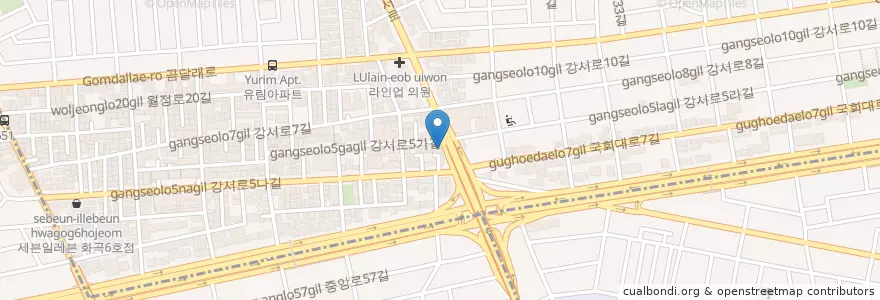 Mapa de ubicacion de 족발수난시대 en Güney Kore, Seul, 강서구, 화곡1동.