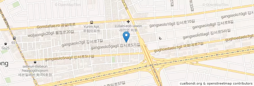 Mapa de ubicacion de 오복닭한마리 en Coreia Do Sul, Seul, 강서구, 화곡1동.