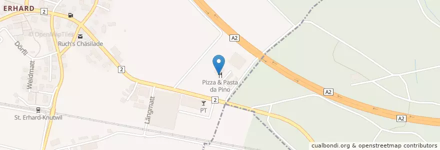 Mapa de ubicacion de Pizza & Pasta da Pino en Schweiz/Suisse/Svizzera/Svizra, Luzern, Knutwil.