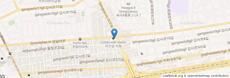 Mapa de ubicacion de 홍짜장 en 韩国/南韓, 首尔, 江西区, 화곡1동.