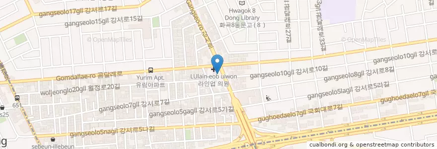 Mapa de ubicacion de 보드람치킨 en Südkorea, Seoul, 강서구, 화곡1동.