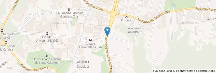 Mapa de ubicacion de Meu Escritório en البَرَازِيل, المنطقة الجنوبية, سانتا كاتارينا, Microrregião De Florianópolis, Região Geográfica Intermediária De Florianópolis, فلوريانوبوليس.