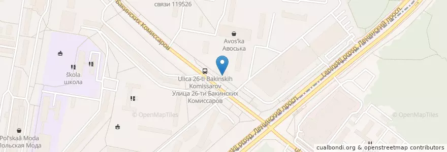 Mapa de ubicacion de Шаурма en Rusia, Distrito Federal Central, Москва, Юго-Западный Административный Округ, Район Тропарёво-Никулино.