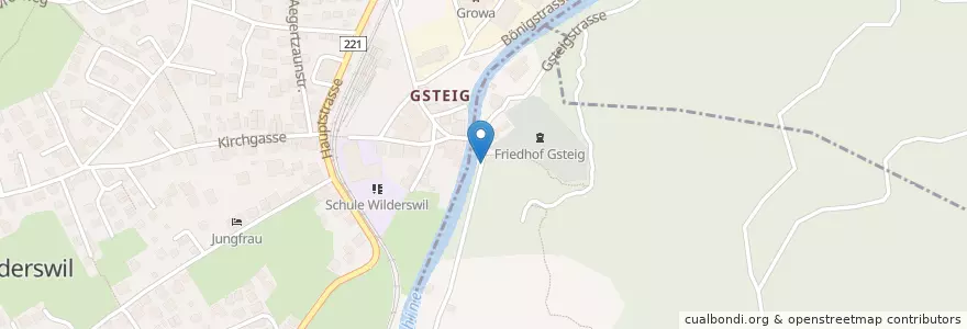 Mapa de ubicacion de Steakhouse Steinbock en İsviçre, Bern/Berne, Verwaltungsregion Oberland, Verwaltungskreis Interlaken-Oberhasli, Gsteigwiler, Wilderswil.
