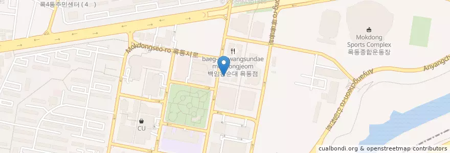 Mapa de ubicacion de 스타벅스 목동파라곤점 en Corea Del Sud, Seul, 양천구, 목1동.