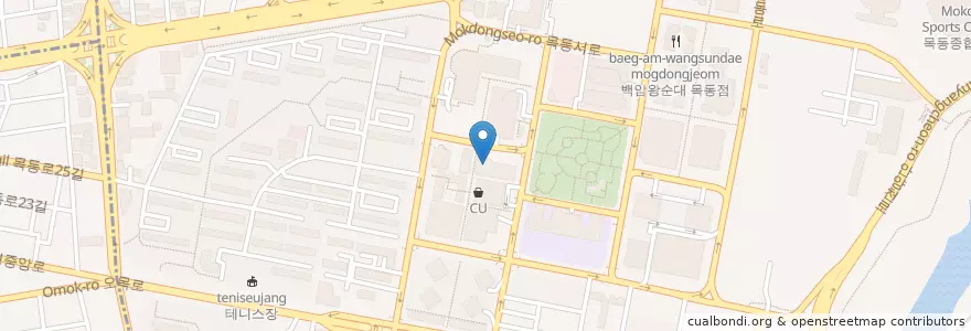 Mapa de ubicacion de 주커피 오목공원점 en 대한민국, 서울, 양천구, 목1동.