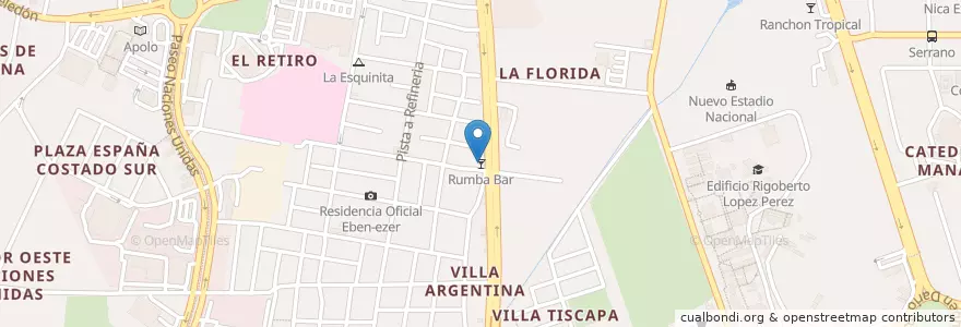 Mapa de ubicacion de Rumba Bar en نیکاراگوئه, Departamento De Managua, Managua (Municipio).