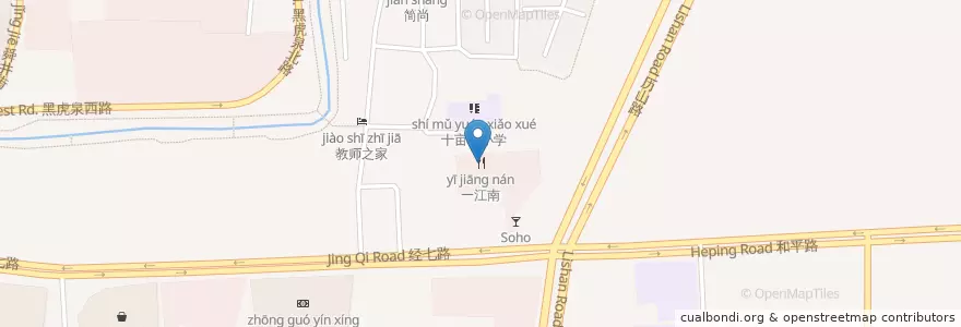 Mapa de ubicacion de 一江南 en 中国, 山东省, 济南市, 历下区, 解放路街道.