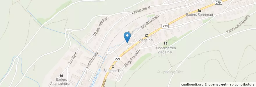Mapa de ubicacion de Rotpunkt Apotheke Dr. Kunz en Suiza, Aargau, Bezirk Baden, Baden.