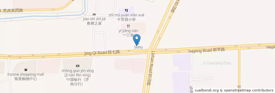 Mapa de ubicacion de 巴山夜雨 en 中国, 山东省, 济南市, 历下区, 解放路街道.