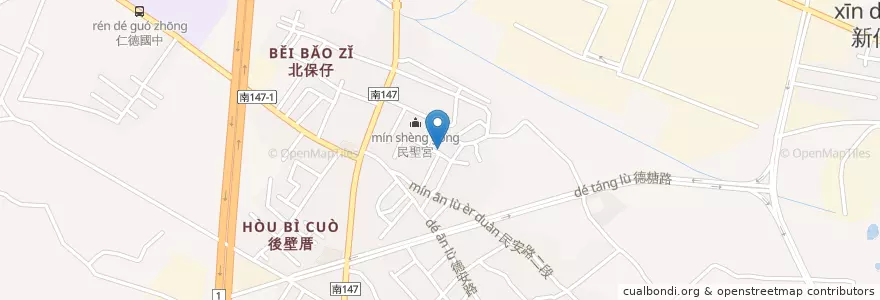 Mapa de ubicacion de 代天府保聖宮 en Tayvan, 臺南市, 仁德區.