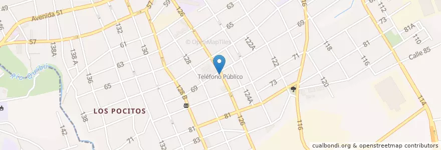 Mapa de ubicacion de Teléfono Público en Kuba, Havanna, Marianao.