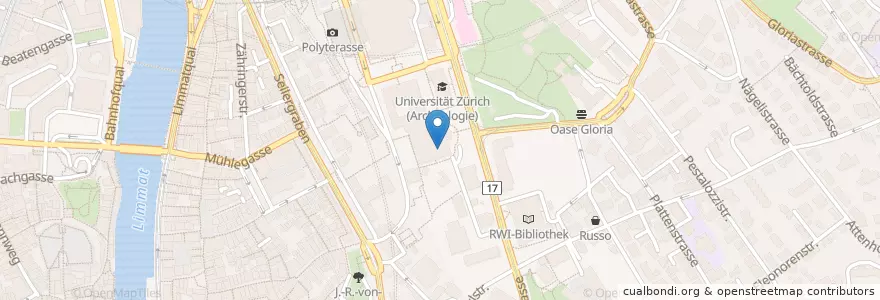 Mapa de ubicacion de Bancomat ZKB en İsviçre, Zürih, Bezirk Zürich, Zürich.