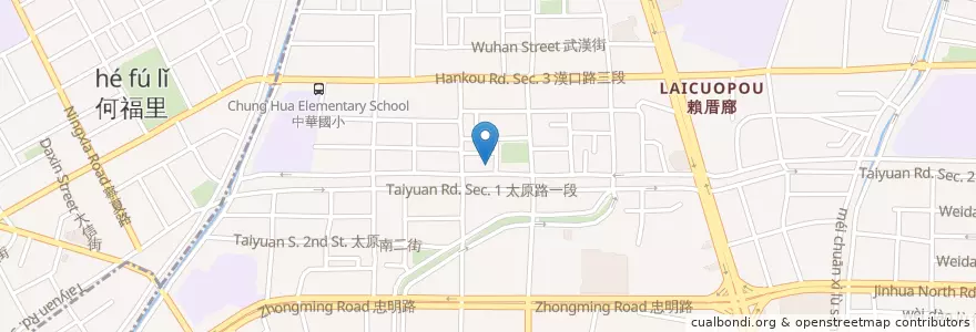 Mapa de ubicacion de 中德市場 en تايوان, تاي شانغ, 北區.