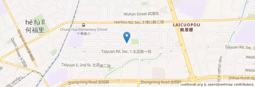 Mapa de ubicacion de 明德福德祠 en Taiwán, Taichung, 北區.