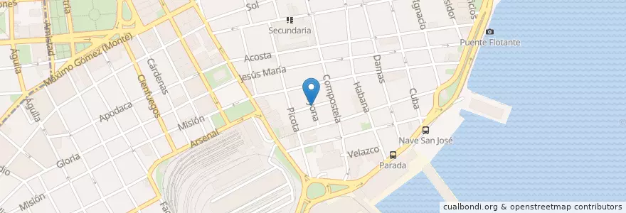 Mapa de ubicacion de Cuatro Esquinas en Küba, La Habana, La Habana Vieja.