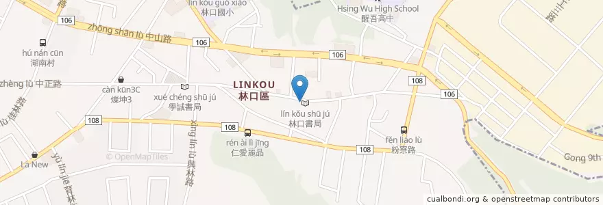 Mapa de ubicacion de 意麵盒子 en تايوان, تايبيه الجديدة, 林口區.