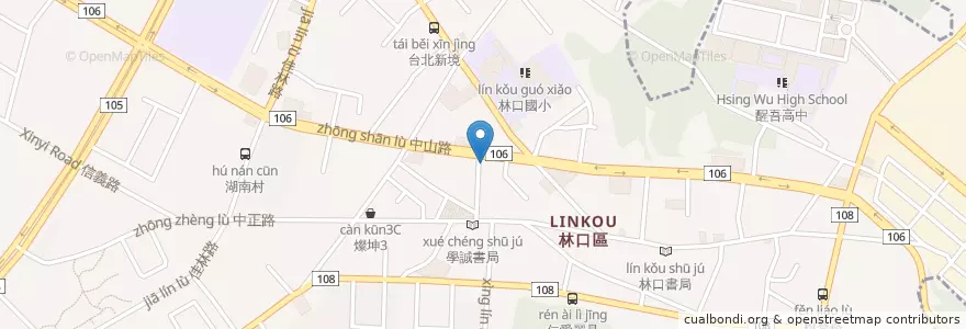 Mapa de ubicacion de 周師傅便當 en 타이완, 신베이 시, 린커우 구.