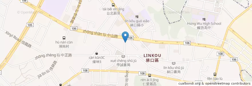 Mapa de ubicacion de 山西刀削麵 en Taiwan, 新北市, 林口區.