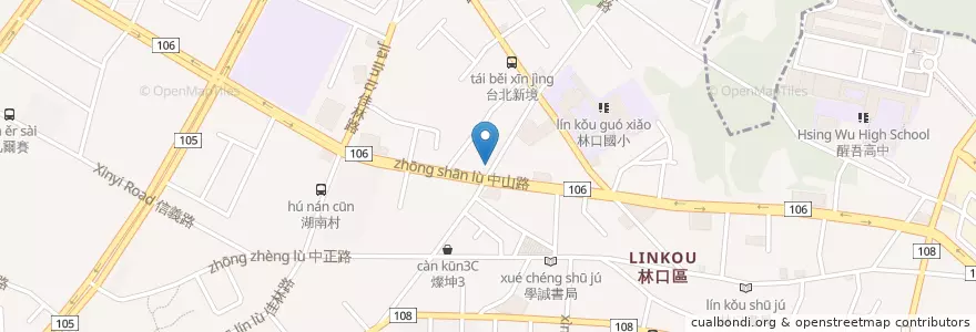 Mapa de ubicacion de 金栈鵝肉 en Taiwan, Nuova Taipei, Distretto Di Linkou.