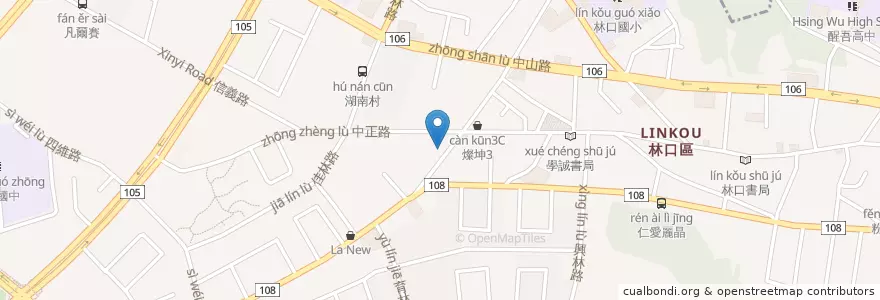 Mapa de ubicacion de 摩斯漢堡 en Taïwan, Nouveau Taipei, Linkou.