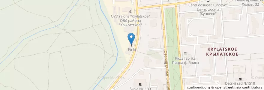 Mapa de ubicacion de Kinki en Rusia, Distrito Federal Central, Москва, Западный Административный Округ, Район Крылатское.