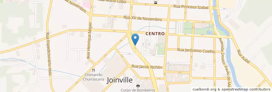 Mapa de ubicacion de JK Restaurante e Choperia en 巴西, 南部, 圣卡塔琳娜, Região Geográfica Intermediária De Joinville, Microrregião De Joinville, 若茵维莱.