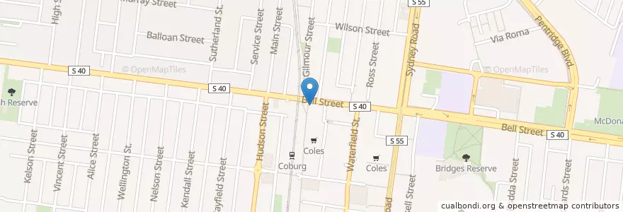 Mapa de ubicacion de Eastern Bloc Cafe en أستراليا, ولاية فيكتوريا, City Of Moreland.