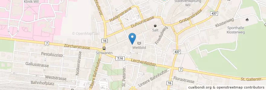 Mapa de ubicacion de coop restaurant en İsviçre, Sankt Gallen, Wahlkreis Wil, Wil (Sg).